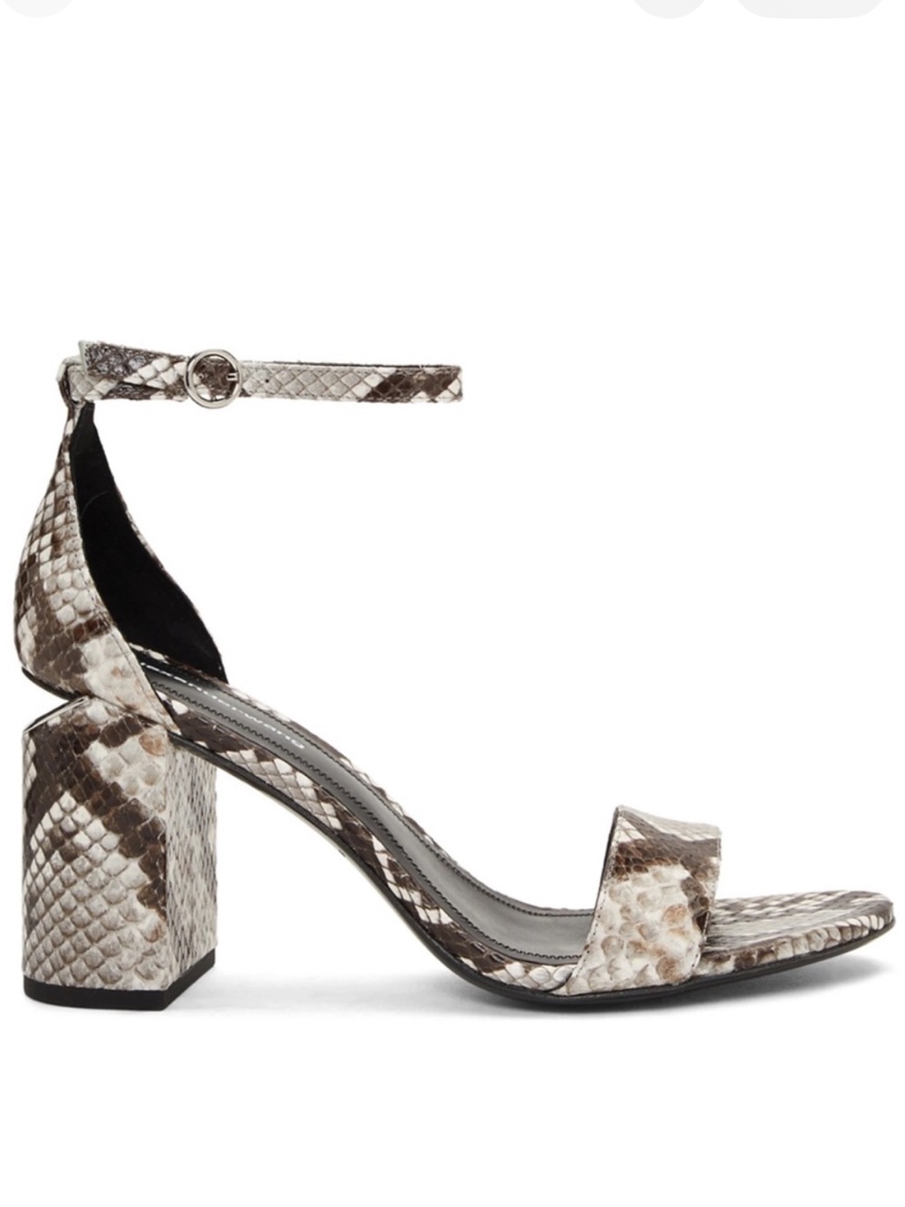 Alexander Wang Snakeskin Abby Leather Block Heel Snake Print Sandal Sz 7.5 + Box